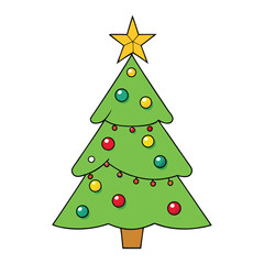 A beautifully decorated Christmas tree shines bright with twinkling lights, colorful ornaments, and a glowing star atop, spreading festive warmth and holiday cheer.
