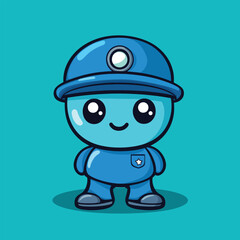 Adorable Blue Cartoon Character in a Hard Hat