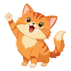 A fluffy golden tabby cat with a flat face and grumpy expression is sitting upright on white background