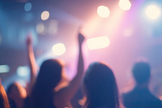 lively karaoke scene with blurred people in background embodying joy and musical expression