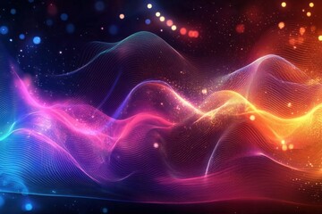 Obraz premium abstract technology background features a stunning display of colorful waves and intricate smoke-like designs- creating a visually captivating and dynamic vector that embodies essence of modern techn