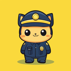 Adorable Cartoon Cat Police Officer in Uniform