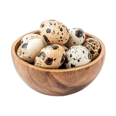 Quail eggs in a wooden bowl a healthy snack