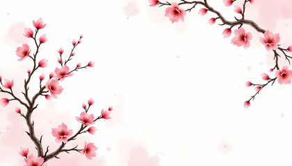 Elegant Cherry Blossom Floral Pattern with Soft Watercolor Background