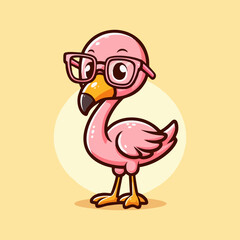 Flamingo vector, cute summer animal design, pink tropical bird flat cartoon illustration for nursery wallpaper, seamless pattern background, kids decor, wildlife art print for home and poster