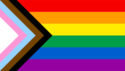 Progress pride flag, pride background, rainbow LGBT flag isolated, LGBTQ gay pride stripes