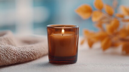capture close-up of essential oils candles or potpourri that evoke seasonal aromas set against blurred background where