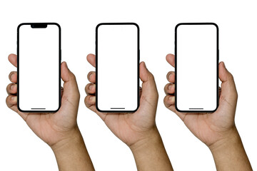 Smartphone similar to iphone 17 max with blank white screen for Infographic Global Business Marketing Plan, mockup model similar to iPhone isolated Background of ai digital investment economy. HD