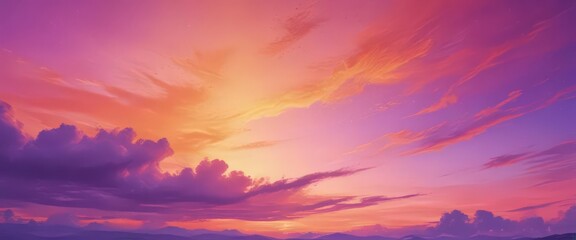 Obraz premium Vibrant orange and purple watercolor sky, abstract background with soft blend , shade, peaceful