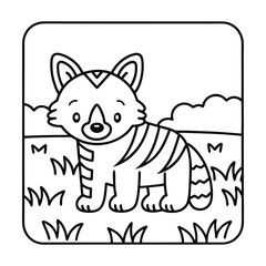 Adorable Red Panda Coloring Page: A charming outline of a red panda, perfectly designed for creative coloring and educational fun, ready for kids to bring it to life.