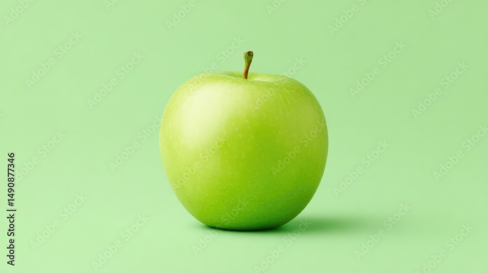 Poster minimalistic display of fresh green centered on clean solid color background with 70 ample copy spac