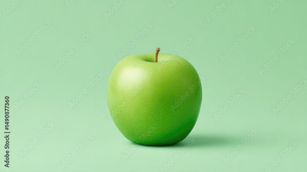 Poster minimalistic display of fresh green centered on clean solid color background with 70 ample copy spac