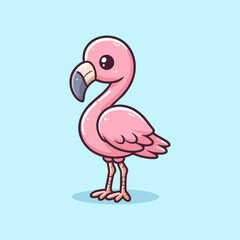 Flamingo vector, simple pink cartoon bird, tropical flat wildlife illustration for seamless nursery wallpaper, kids decor background, summer animal pattern for home art print and textile