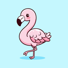 Flamingo vector, pink love bird cartoon design, tropical couple character flat illustration for nursery background, seamless summer pattern, kids wallpaper, wildlife drawing for art print