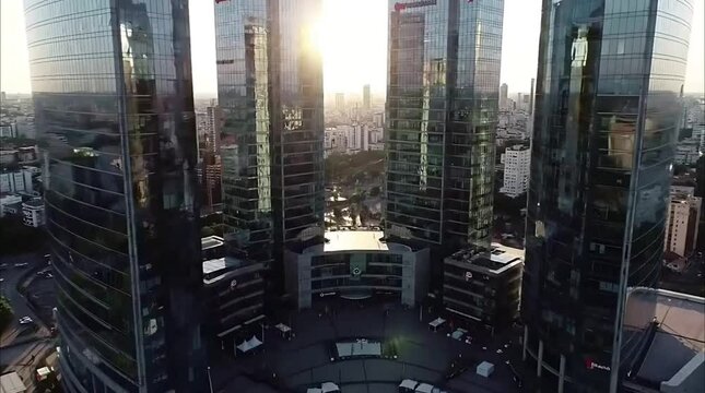 Interconnected Glass Towers Drone | Corporate Aerial Footage