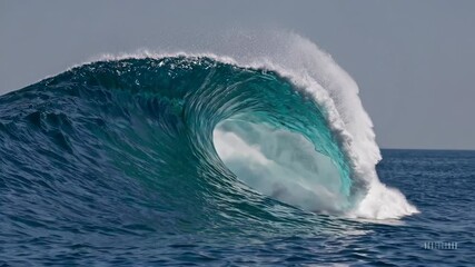 Majestic ocean waves crashing with power and grace in slow motion capture - Powered by Adobe