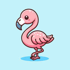 Flamingo vector, outline cartoon tropical bird, pink flat animal drawing for minimal seamless background, nursery wallpaper design, summer wildlife pattern, kids decor and home art print