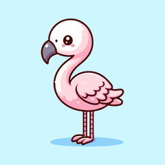 Flamingo vector, romantic tropical bird couple, pink love cartoon flat illustration for nursery wallpaper, seamless background pattern, kids room summer decor, wildlife art print for fabric