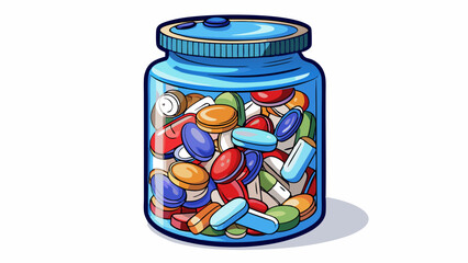 glass jar with pills isolated on white background. Very beautiful
