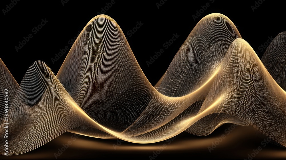 Poster intricate wave pattern illustrating fluid dynamics and energy flow in a captivating visual represent