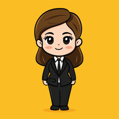 Adorable Cartoon Girl in Sharp Business Suit (1)