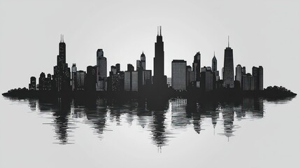 Obraz premium City skyline silhouette reflection