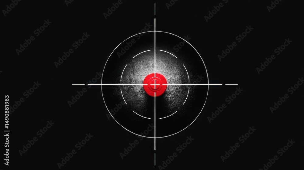 Poster with a bold red dot symbolizing focus and precision in an ai-curated trade exit logic optimizer conc