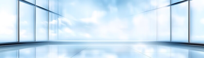 Modern interior space with large windows.