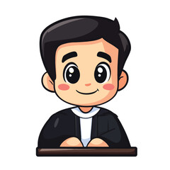 Adorable Cartoon Judge with Large Eyes and Gentle Smile