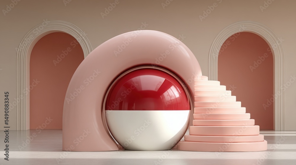 Poster abstract design featuring a pink and white object representing ai-guided pullback reaction score ind