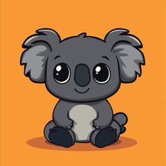Adorable Cartoon Koala with Large Eyes and a Gentle Smile