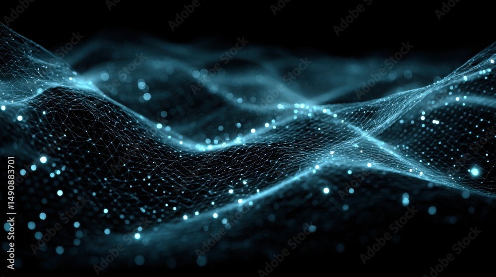 Poster ethereal wave of light creating a dynamic and captivating visual experience with vibrant colors and 