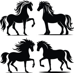Elegant Horse Silhouette Vector | Majestic Stallion Illustration | Black and White Horse Art | Running Horse Clipart