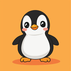 Adorable Cartoon Penguin with Rosy Cheeks and Expressive Eyes
