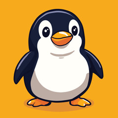Adorable Cartoon Penguin with Shiny Feathers and Smiling Expression Standing Proudly