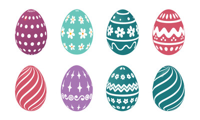 Realistic 3D Easter Eggs Vector Illustration Set with Decorative Colorful Patterns – Happy Easter Festive Holiday Design Elements 