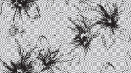 Elegant Halftone Floral Pattern showcasing Retro, Botanical, and Vintage aesthetics