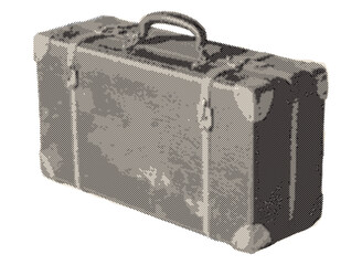 Retro Halftone Suitcase Illustration with Vintage Texture