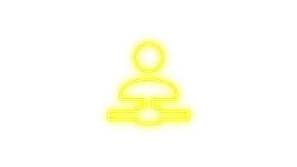 Glowing neon icon of a person connected to a network, symbolizing communication, Neon account network icon glow with transparent background