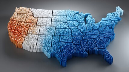 In-depth representation of the united states highlighting fiscal stress zones and their implications for economic stability