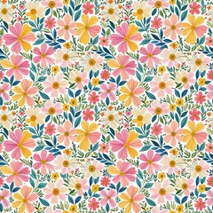 Seamless A Colorful Floral Pattern On A White Background Patterns