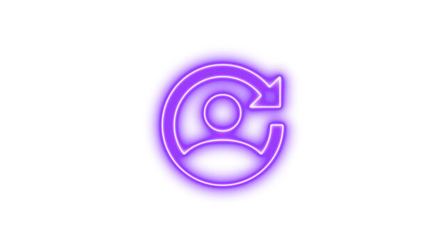 Glowing Neon User Refresh Icon, Neon account reactivate icon glow with transparent background