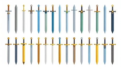 Swords Collection Flat Design.