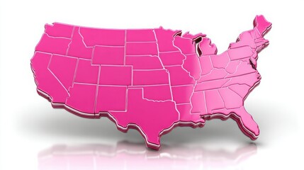 Usa map visualized in pink featuring ai-powered inflation drift map icon concept for economic analysis and insights