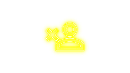 Neon icon of a person with an X symbol, indicating removal or deletion, Neon account remove icon glow with transparent background