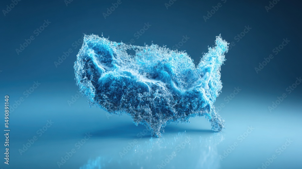 Poster striking visual of blue ice representing the concept of an ai-powered minimum wage optimization tool