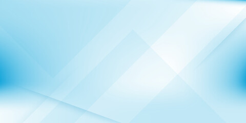 Panoramic abstract blue background for product presentation with sunlight and blurred shadows wall. Winter background.