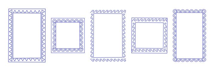 Mediterranean Frame Set — Hand Drawn Greek Meander, Sunburst, Waves, Arches, and Acanthus Ornament Borders. Perfect for summer, travel, packaging, postcards, or vintage design themes