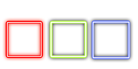 Neon Square Icons – Red Green Blue Glowing Outline Shapes Vector Set