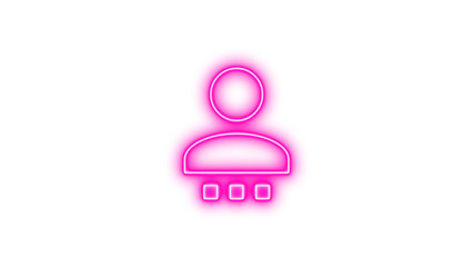Glowing neon icon of a stylized person with a circular head and rectangular body, Neon account settings icon glow with transparent background